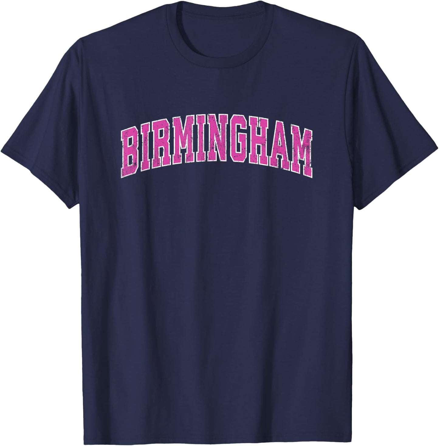 Birmingham Alabama AL Vintage Sports Design Pink Design T-Shirt - T-Shirt | Navy
