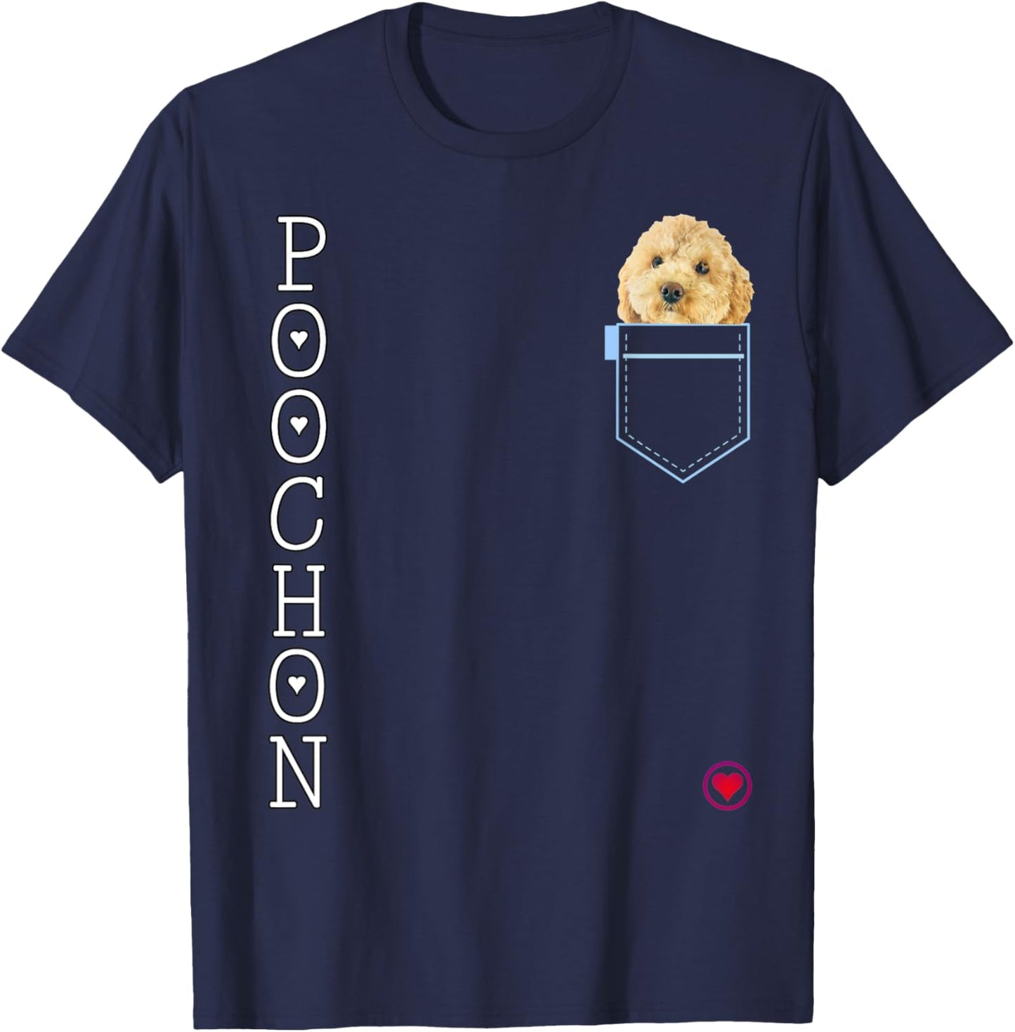 Poochon in pocket Puppy Dog Lover Cute Poodle cross gift Men Women Kids T-Shirt - T-Shirt | Navy