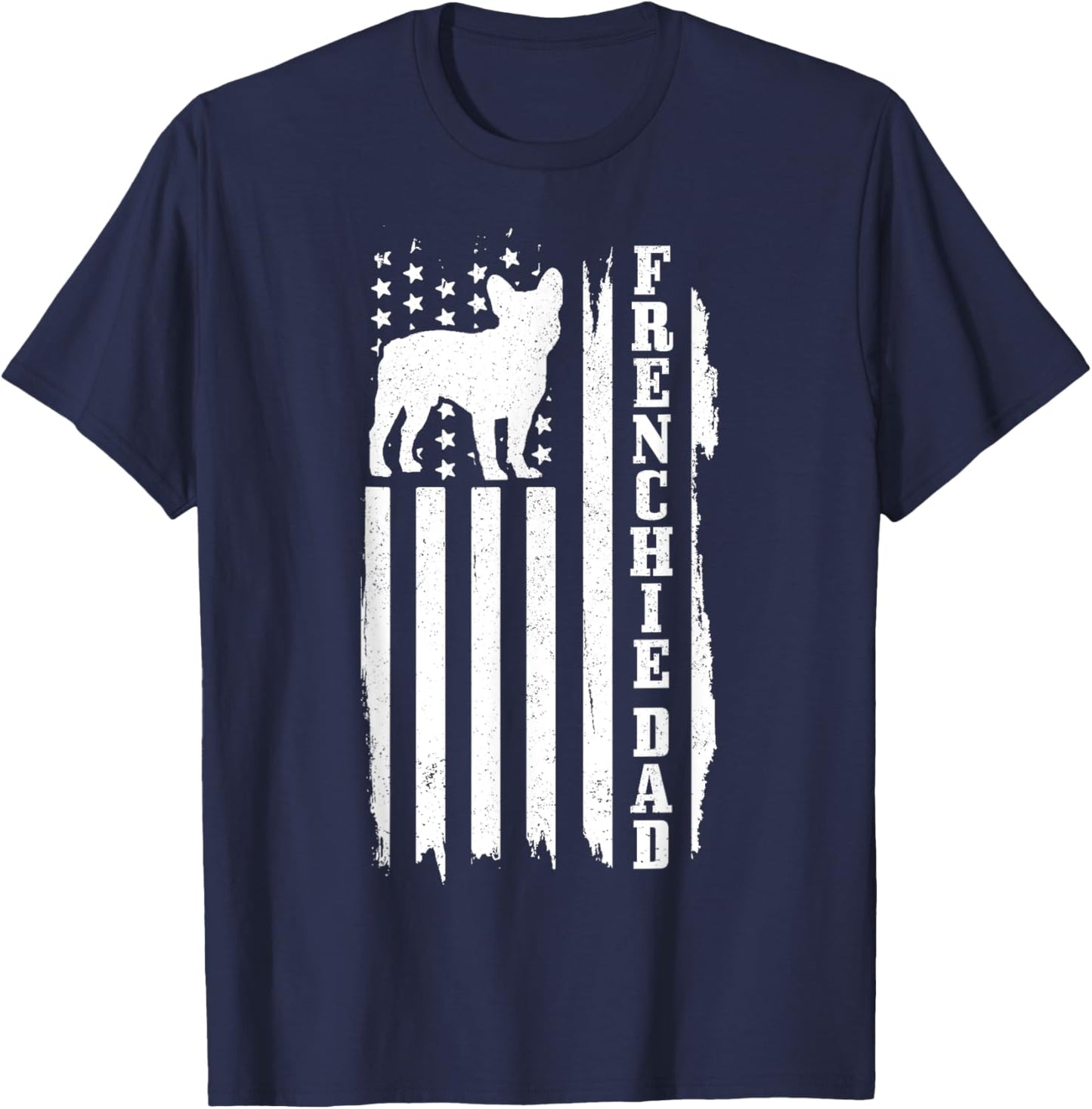 French Bulldog American Flag Frenchie Dog T-Shirt - T-Shirt | Navy