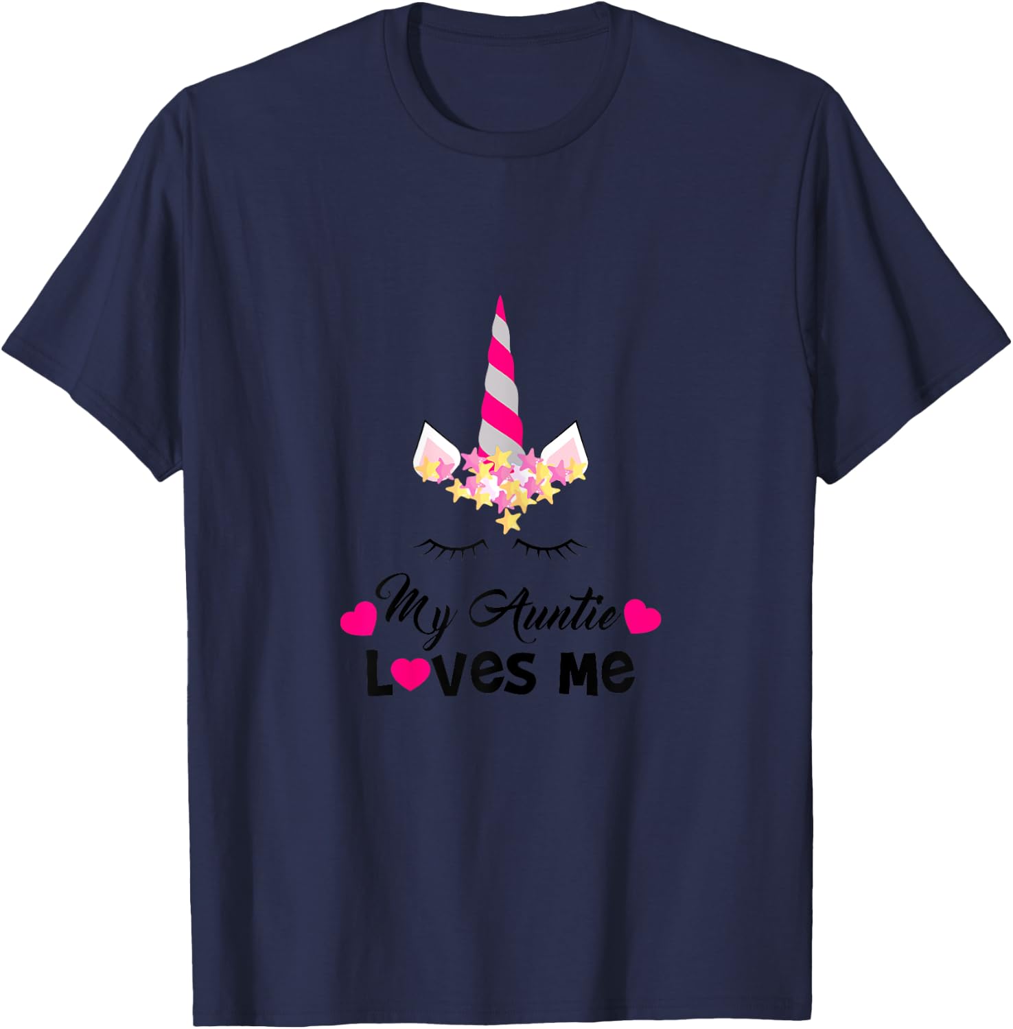 My Auntie Loves Me, Unicorn Niece Family Love Graphic T-Shirt - T-Shirt | Navy