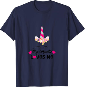 My Auntie Loves Me, Unicorn Niece Family Love Graphic T-Shirt - T-Shirt | Navy