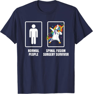 Dabbing Unicorn Spinal Fusion Surgery Survivor Recovery Gift T-Shirt - T-Shirt | Navy