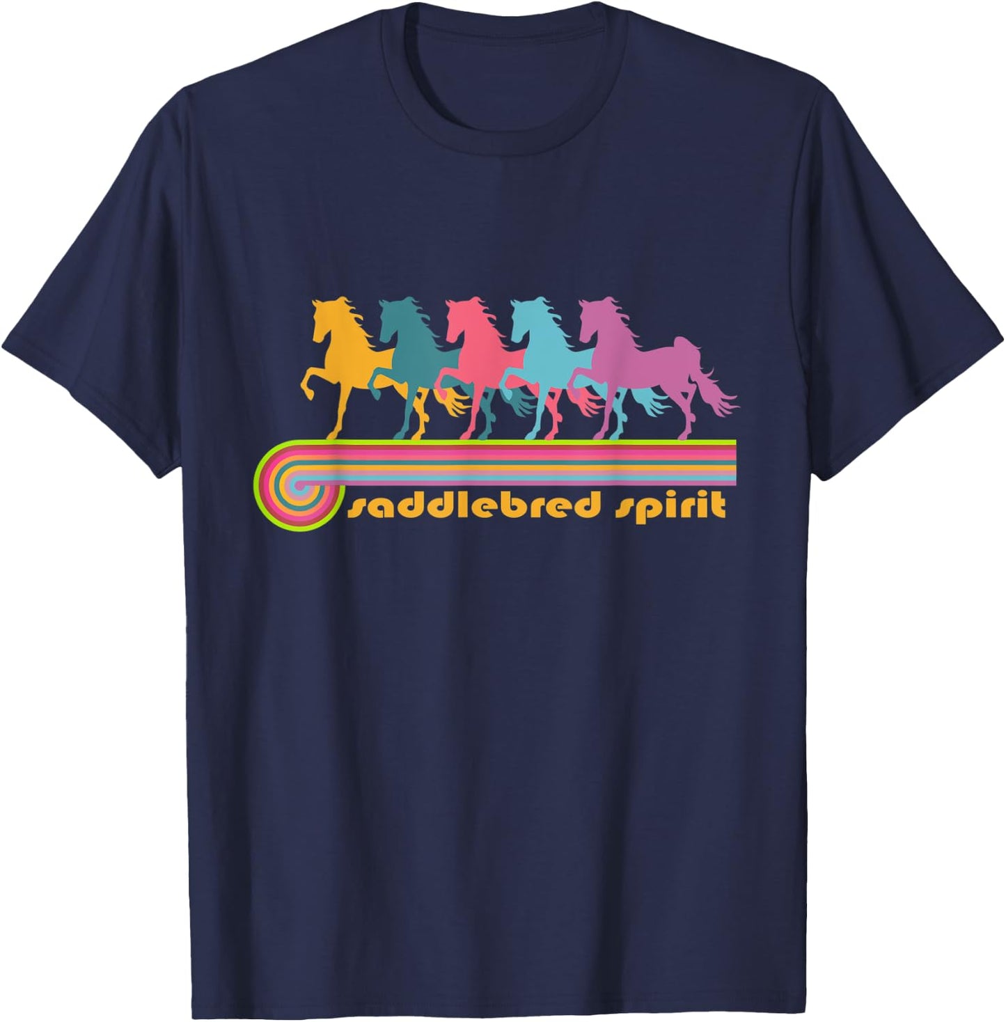Saddlebred Spirit | NickerStickers Retro Saddlebred Horses T-Shirt - T-Shirt | Navy
