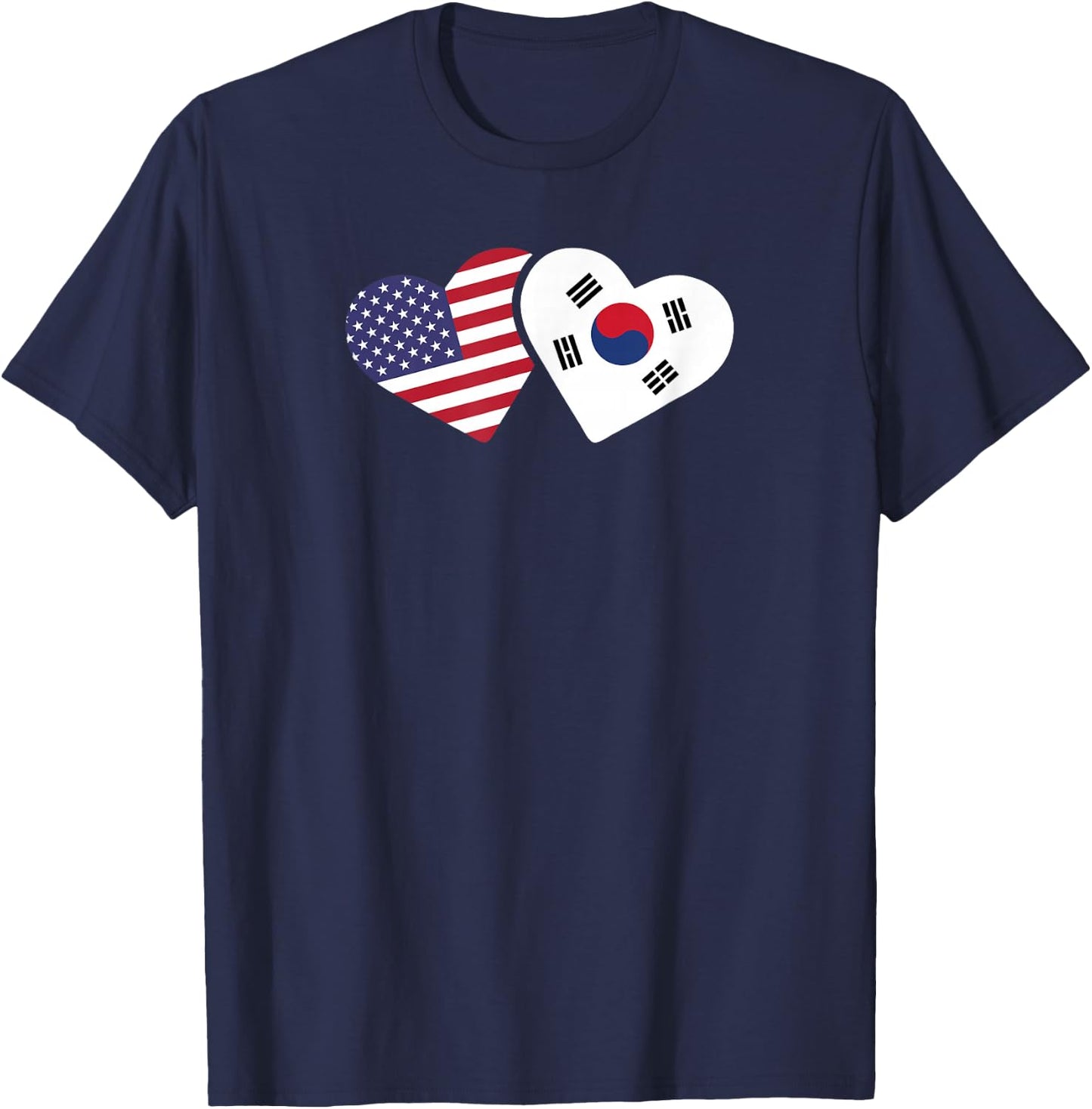 South Korea USA Flag Shirt Heart Korean American Love Gift T-Shirt - T-Shirt | Navy