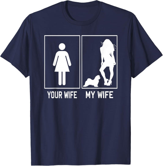 Your Wife My Wife Maltese Dog Funny Gifts For Husband T-Shirt - T-Shirt | Navy