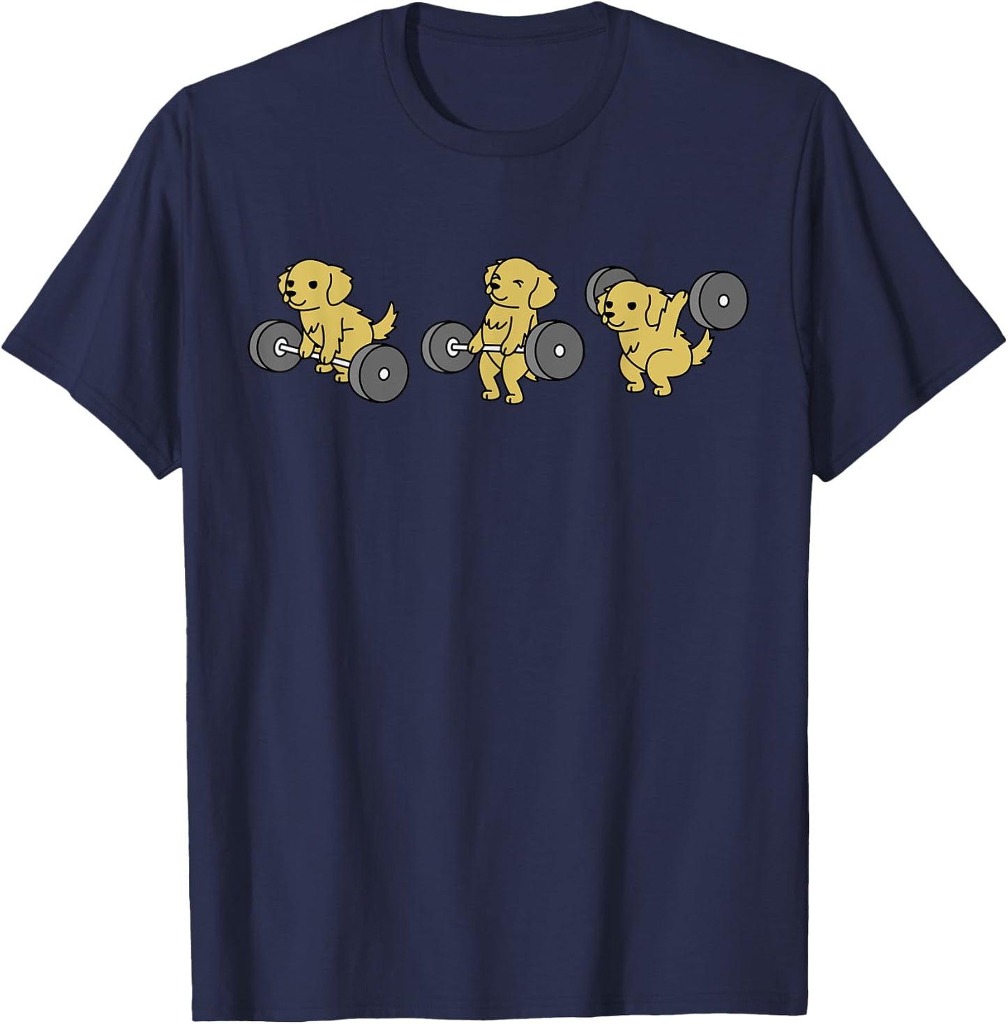 Weightlifting Golden Retriever Dog T-Shirt - T-Shirt | Navy
