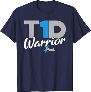 T1D Warrior Diabetes Awareness Type 1 Diabetic T-Shirt - T-Shirt | Navy