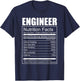 Engineer T Shirt - Funny Engineer Nutrition Facts Geeky T-Shirt - T-Shirt | Navy
