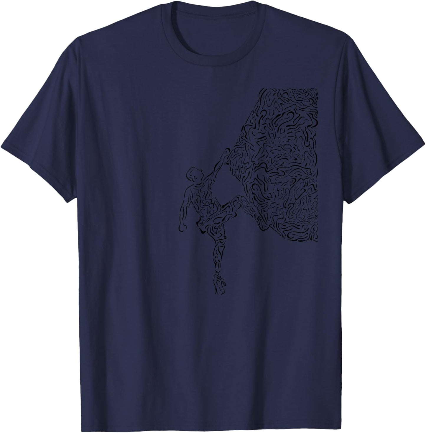 Bouldering Rock Climber Nature Sport Drawing Climbing T-Shirt - T-Shirt | Navy