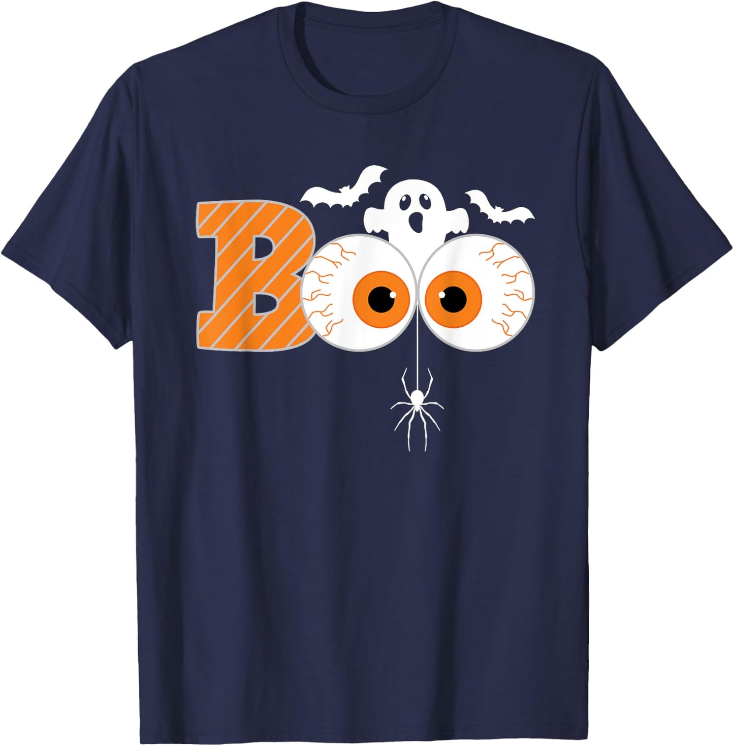 Halloween Ghost Boo Eyeball With Bat Halloween Costume T-Shirt - T-Shirt | Navy