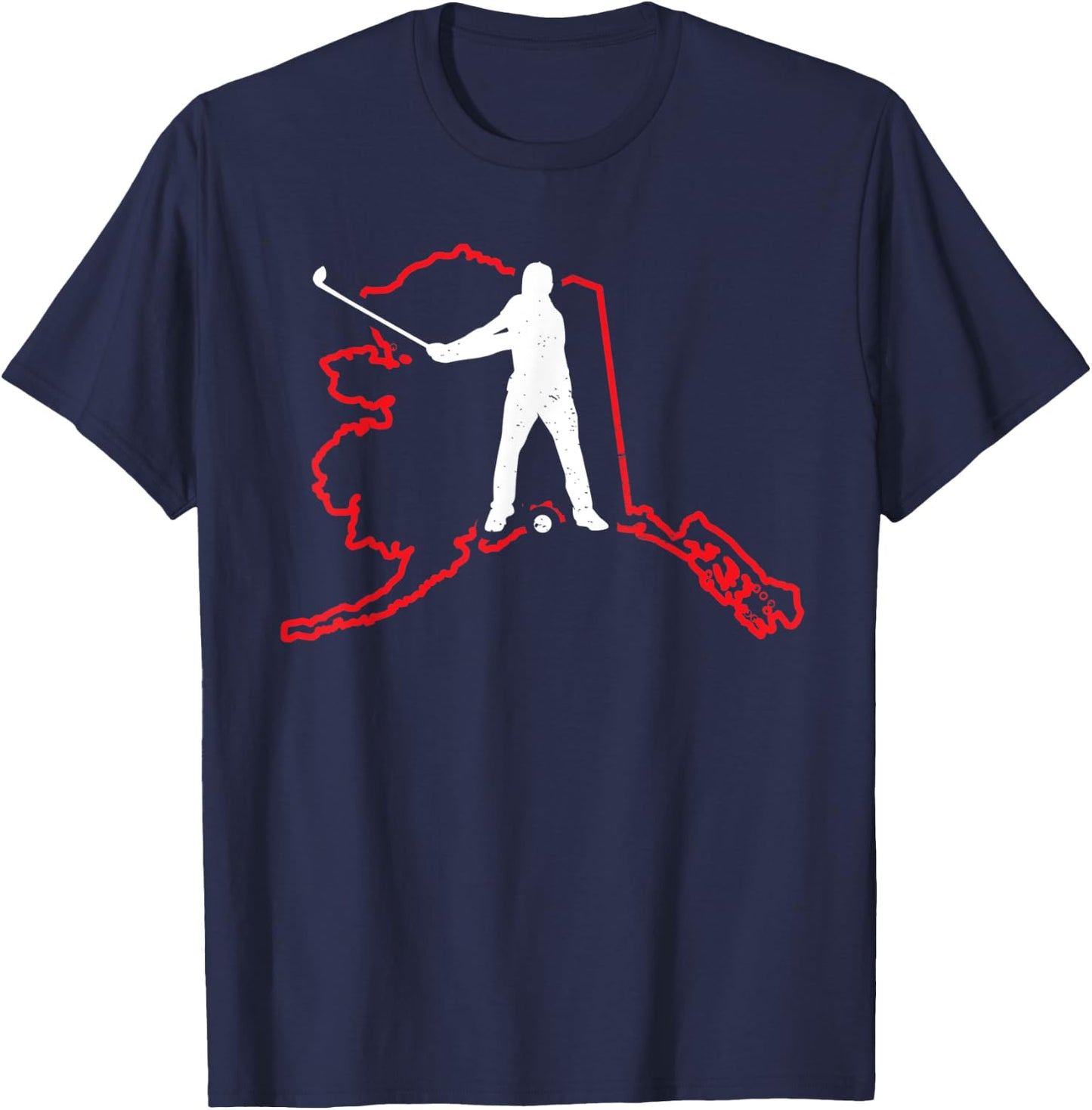 Alaska Golfer Alaska State Map Golf Player Lover Golfing T-Shirt - T-Shirt | Navy