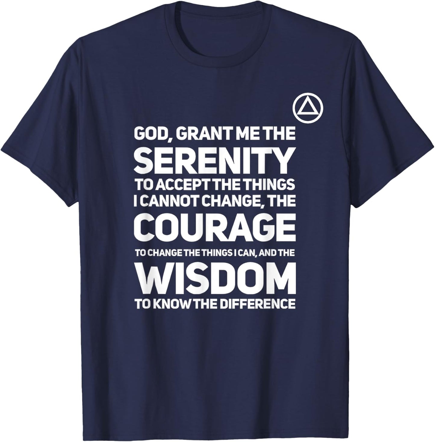 Serenity Prayer with Aa Logo Alcoholics Anonymous T-Shirt - T-Shirt | Navy