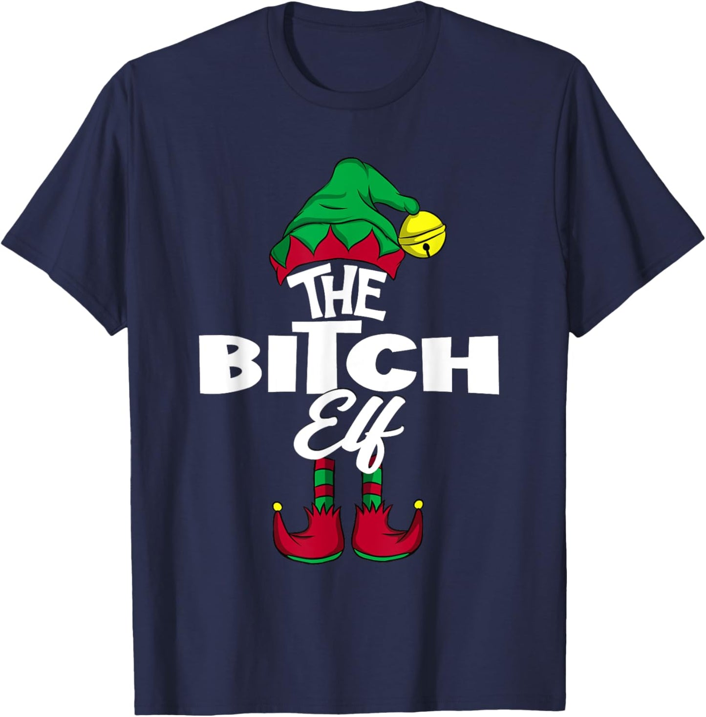 The BITCH Elf Family Group Matching PJ Christmas Gift T-Shirt - T-Shirt | Navy