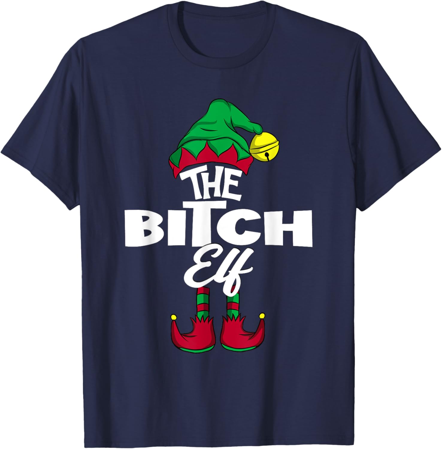 The BITCH Elf Family Group Matching PJ Christmas Gift T-Shirt - T-Shirt | Navy