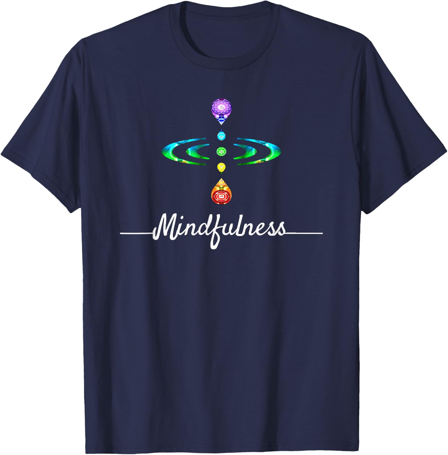 Mindfulness Be Present in Moment Chakra Shirt T-Shirt - T-Shirt | Navy