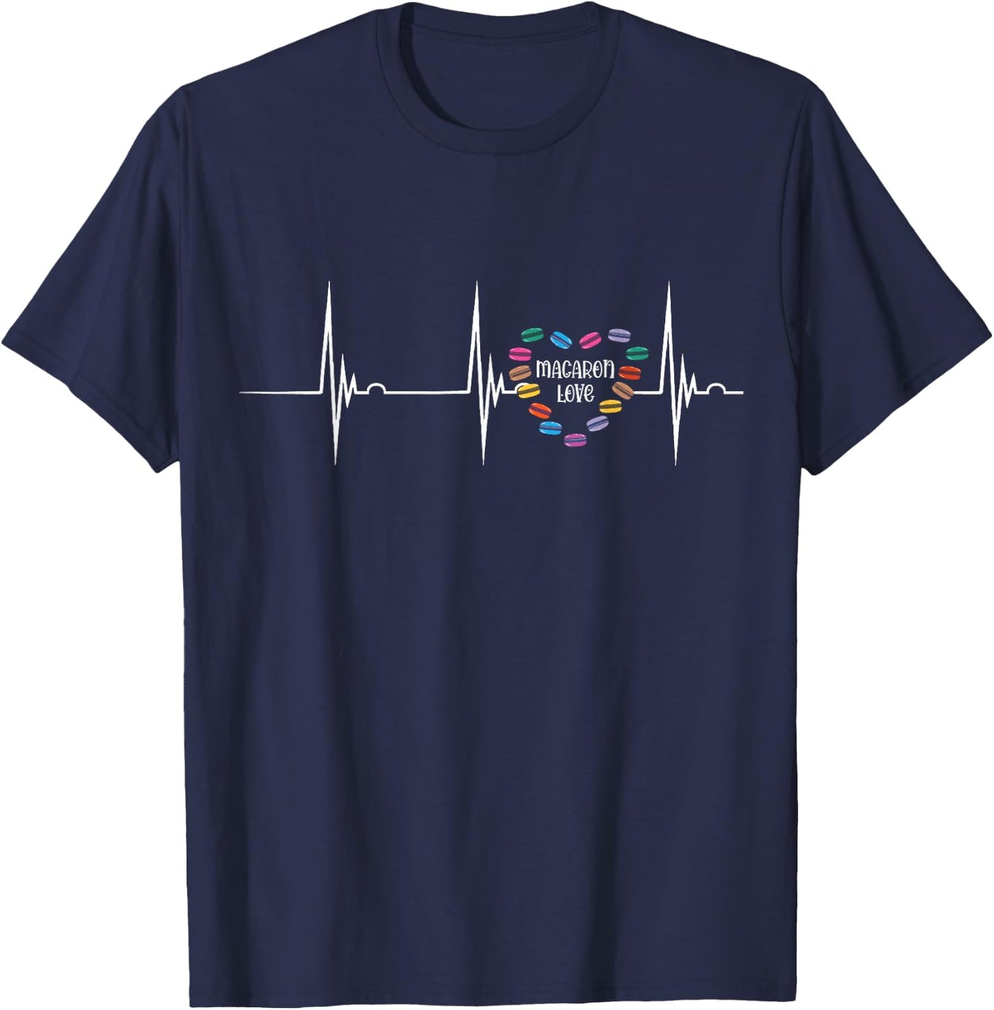 Macaron Cookie Macaron Baker Heartbeat EKG Pulse Macarons T-Shirt - T-Shirt | Navy
