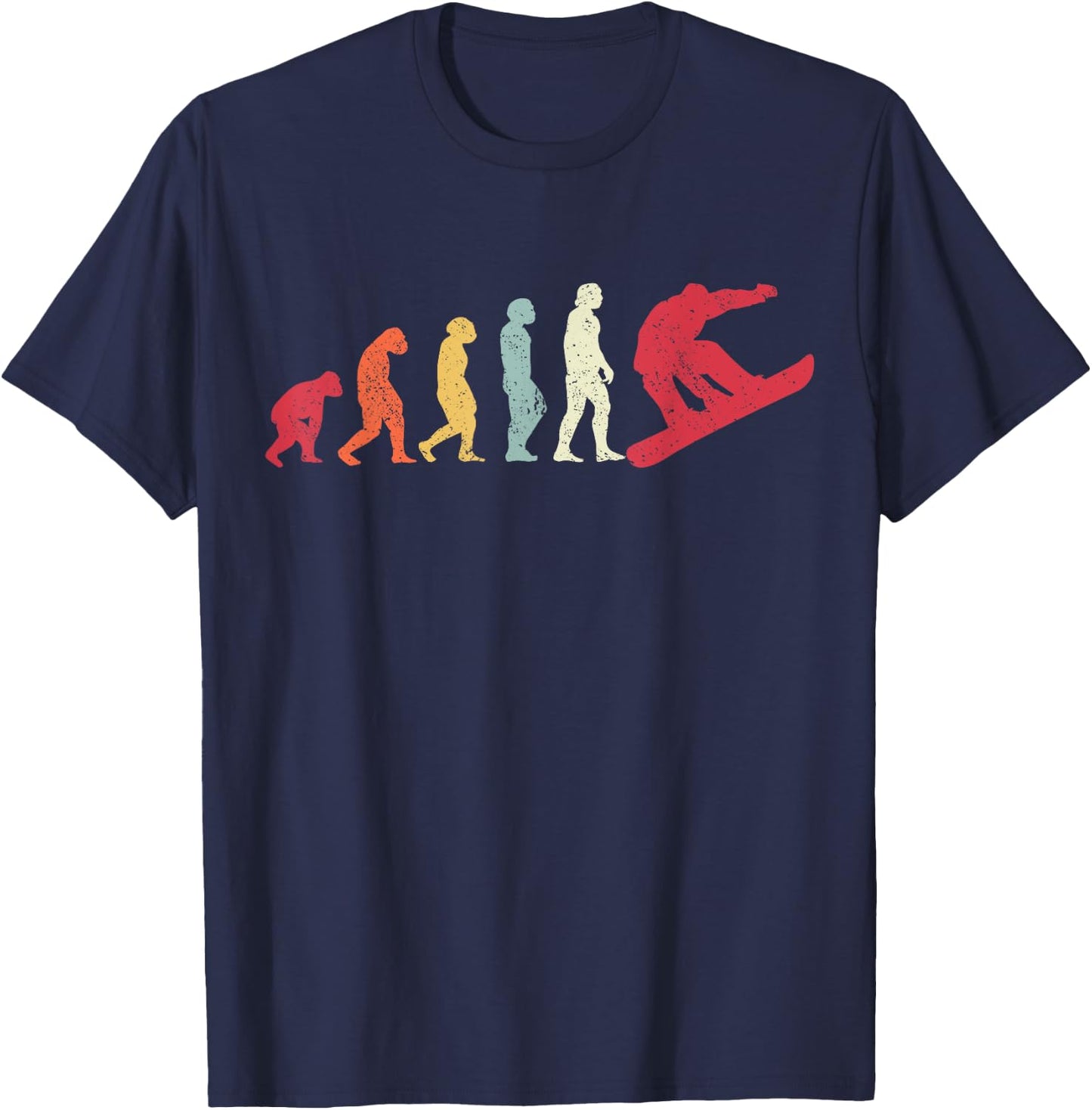 Snowboard Evolution Of Man Boarder Monkey Ape To Snowboarder T-Shirt - T-Shirt | Navy