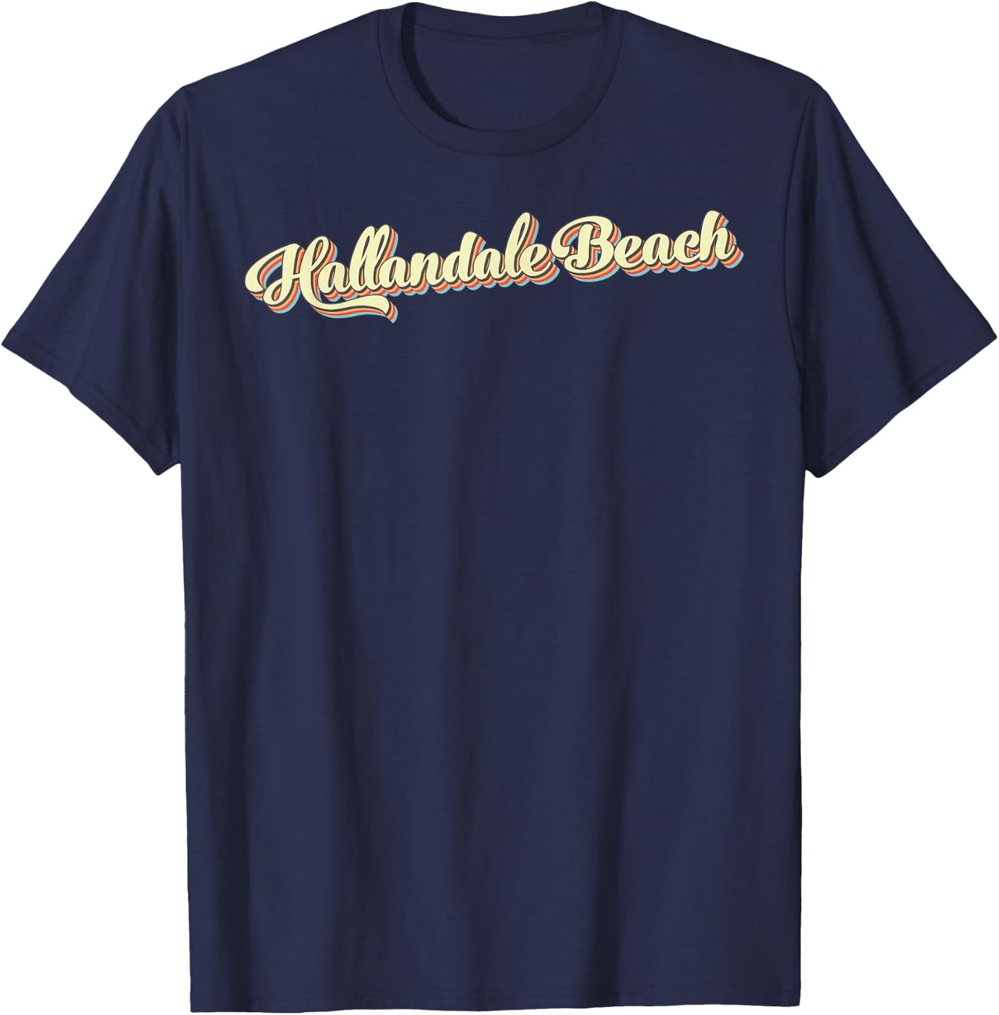 Hallandale Beach Retro Art Baseball Font Vintage Women Kids T-Shirt - T-Shirt | Navy