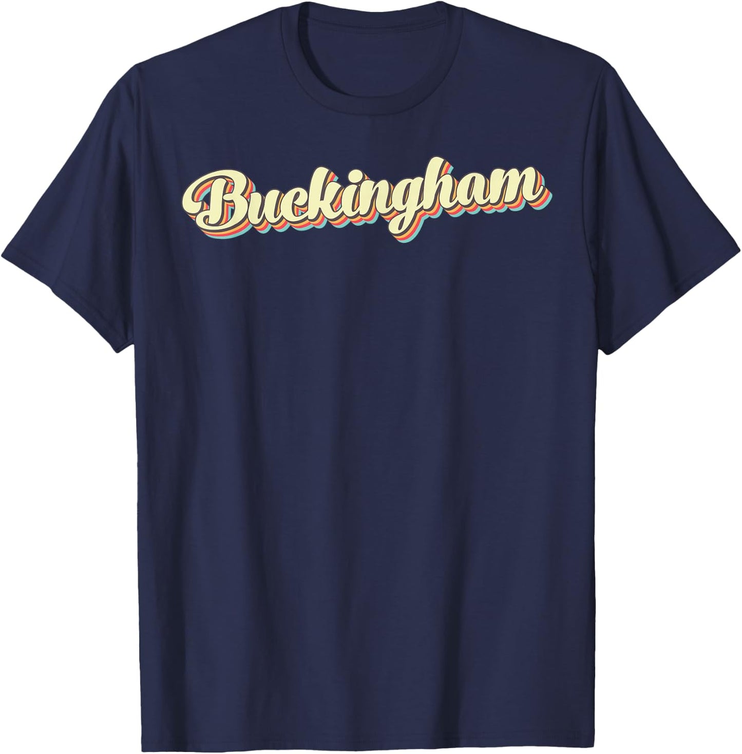 Buckingham Retro Art Baseball Font Vintage T-Shirt - T-Shirt | Navy