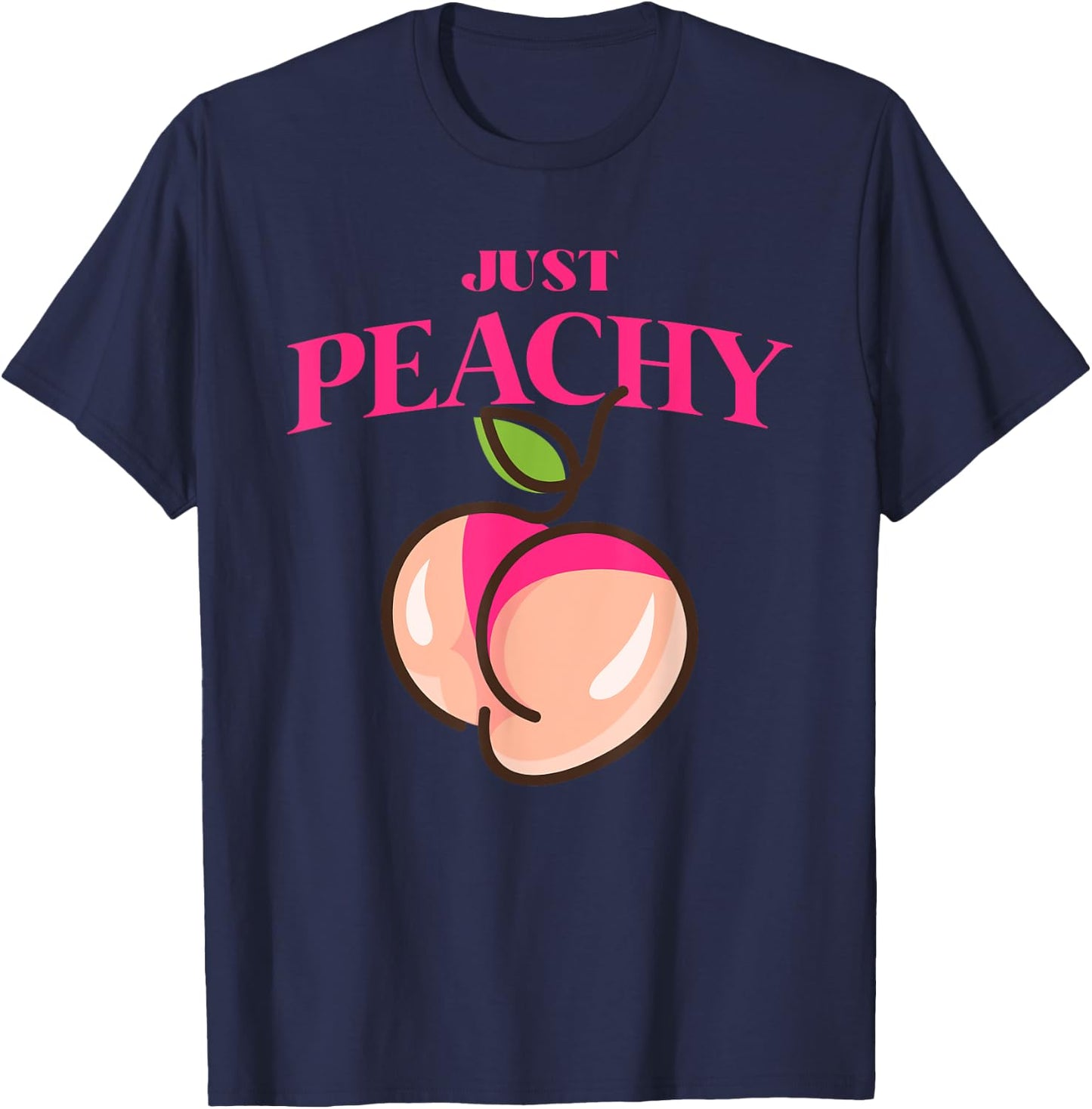 Cool Summer Fruit Retro Just Peachy & keep it Peachy Graphic T-Shirt - T-Shirt | Navy