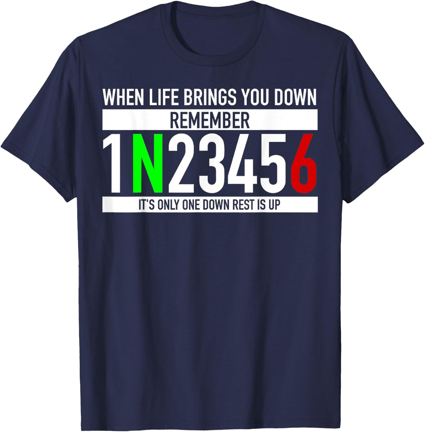 1N23456 Motorcycle Gear Shift Motorcyclist T-Shirt - T-Shirt | Navy