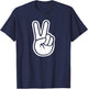 Finger Peace Hand Sign funny Victory hand finger sign T-Shirt - T-Shirt | Navy