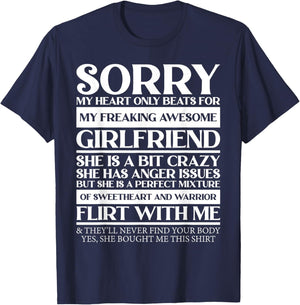 My Heart Only Beats for My Freaking Girlfriend T-Shirt - T-Shirt | Navy