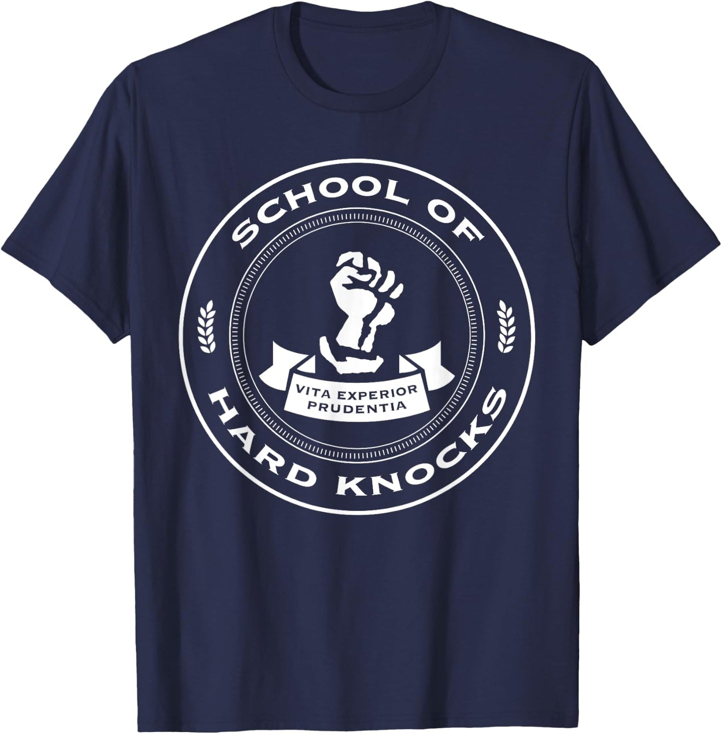 School Of Hard Knocks Funny Pun Rock Geek Geeky Nerdy T-Shirt - T-Shirt | Navy