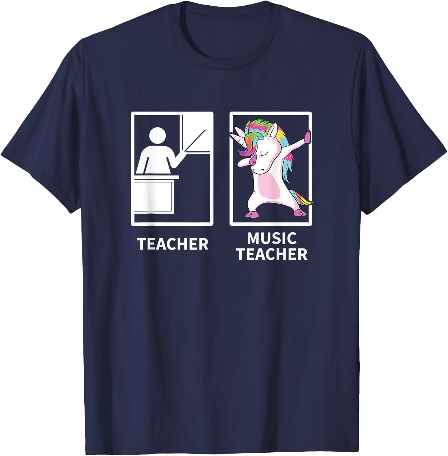 Music Teacher Shirts, Dabbing Unicorn Teacher Gift T-Shirt - T-Shirt | Navy