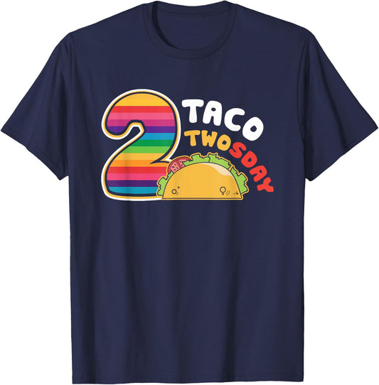 Taco Twosday 2nd Birthday Gift Kids Boy Girl T-Shirt - T-Shirt | Navy