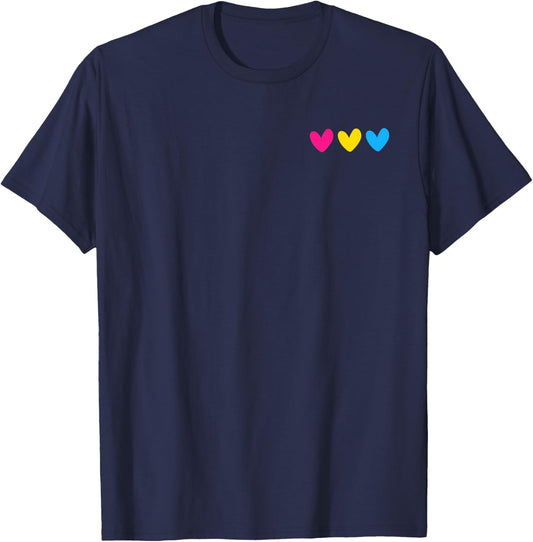 Subtle Pansexual Hearts Clothes Pan Pride Ally Merch Stuff T-Shirt - T-Shirt | Navy