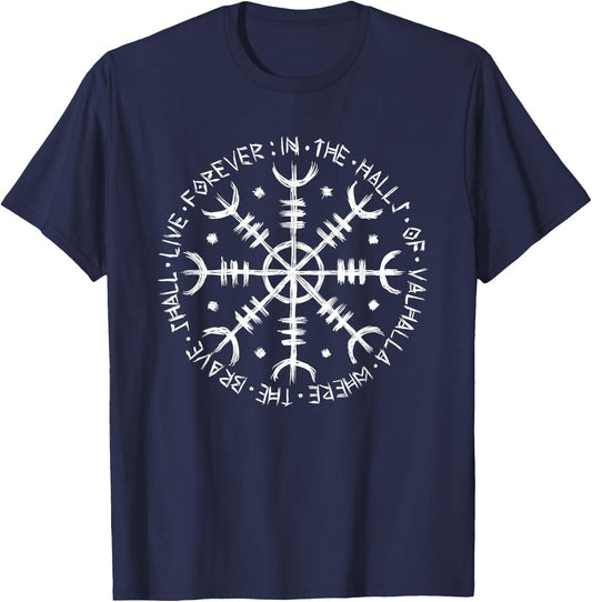 Helm Of Awe - Viking Symbol - Icelandic Culture T-Shirt - T-Shirt | Navy