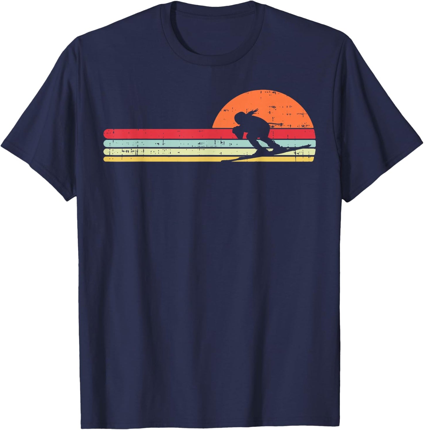 Girl Skiing Retro Snow Winter Sports Ski Lover Women Gift T-Shirt - T-Shirt | Navy