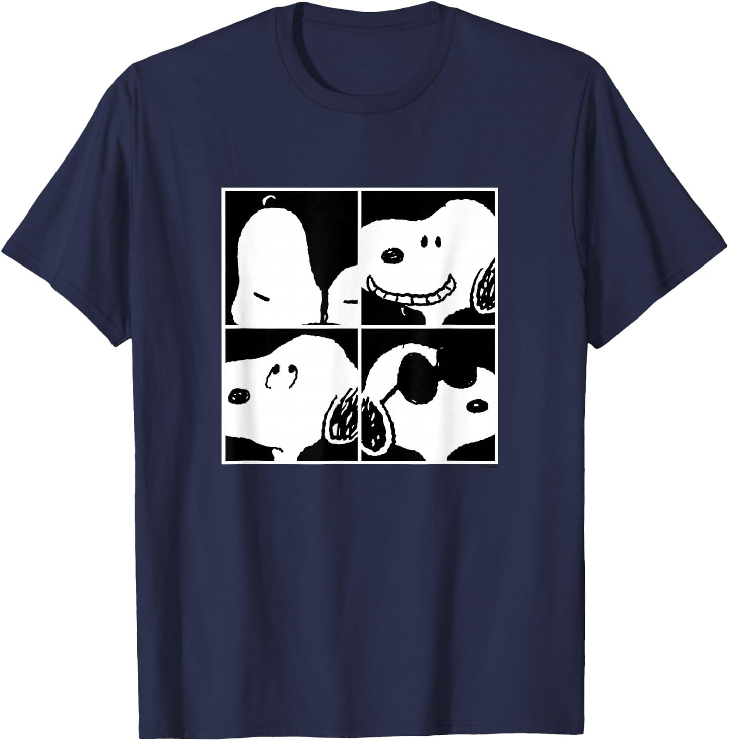 Peanuts - Snoopy Faces Square Grid T-Shirt - T-Shirt | Navy
