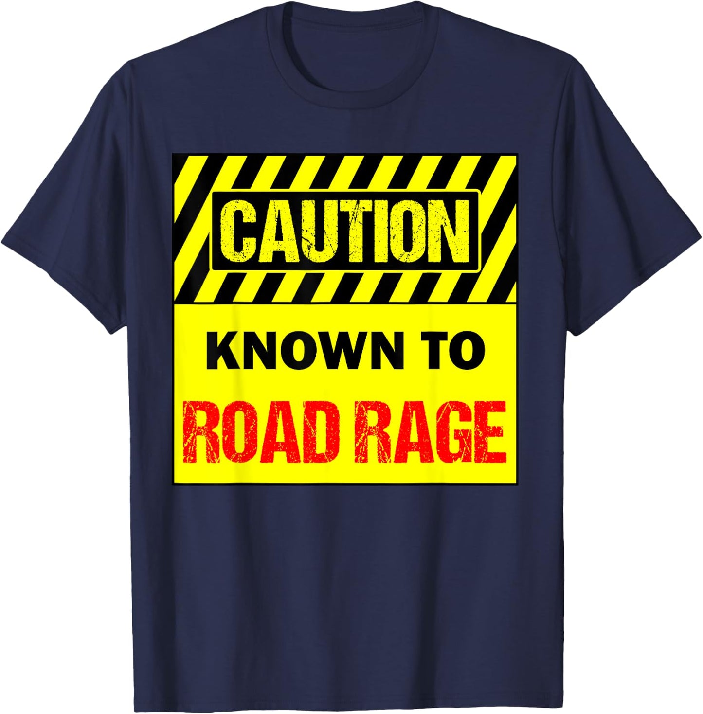 Men's -Adults Black Cotton 60% Polyester 40% Modern Collarless Short Sleeve Known To Road Rage Driver Small T-Shirt - T-Shirt | Navy