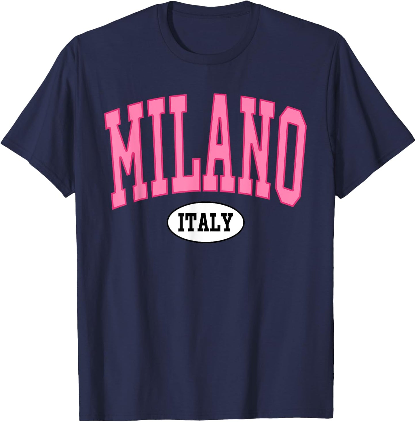 Milano Italy Retro Varsity Style T-Shirt - T-Shirt | Navy