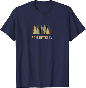 Friluftsliv Nordic Outdoor Living Scandinavian Life Hygge T-Shirt - T-Shirt | Navy