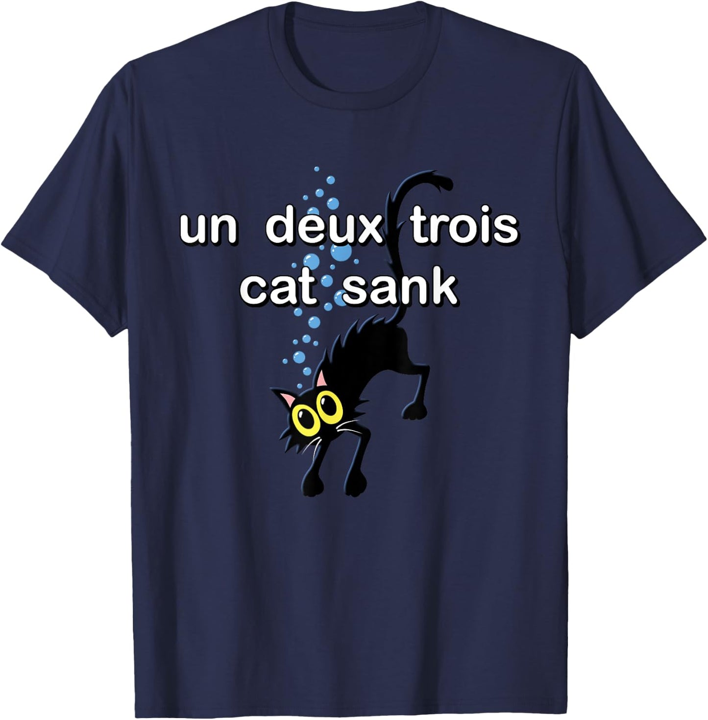 Un Deux Trois Cat - Funny French Language Cute Cat T-Shirt - T-Shirt | Navy