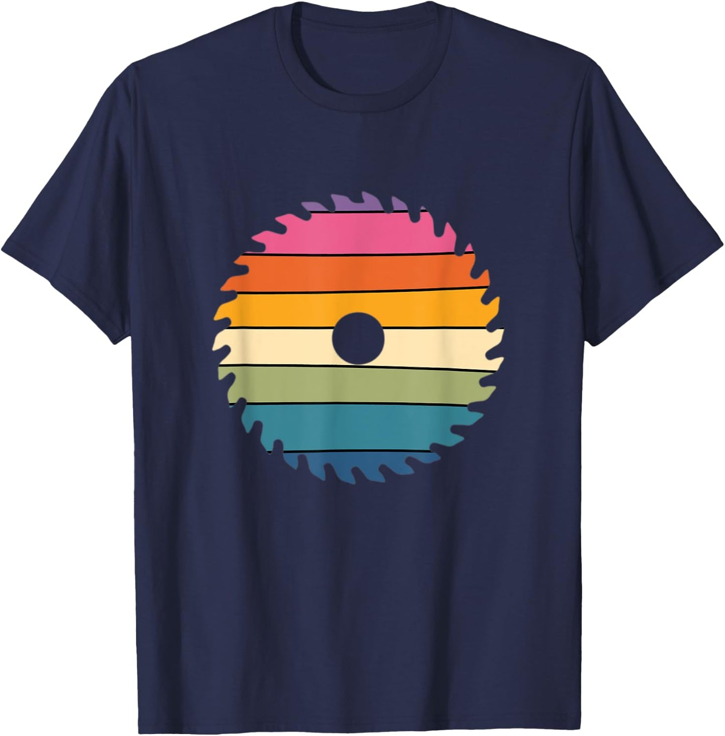 Rainbow Colorful Retro Saw Blade Carpenters Woodworker Pride T-Shirt - T-Shirt | Navy