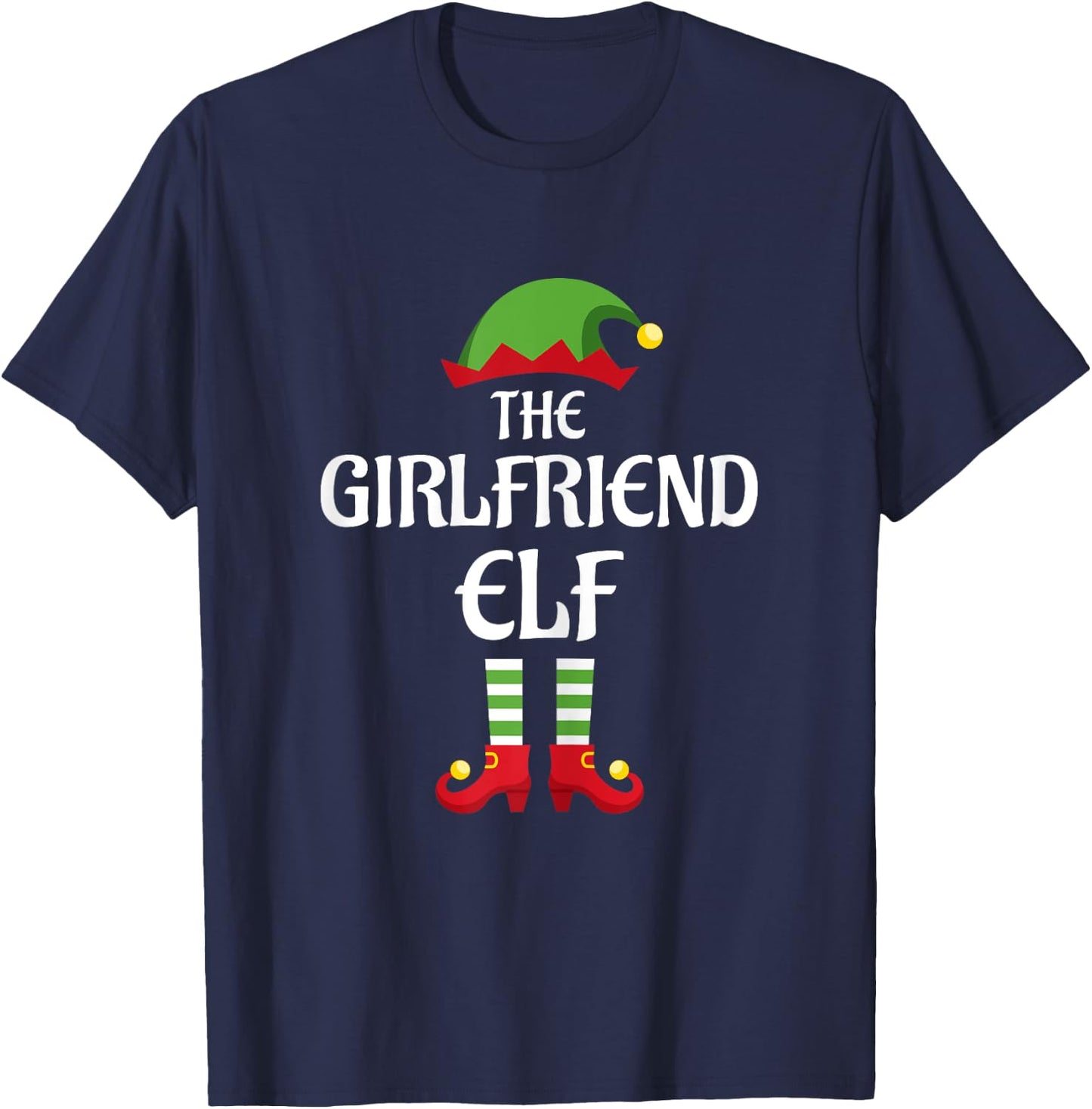Girlfriend Elf Family Matching Group Christmas T-Shirt - T-Shirt | Navy