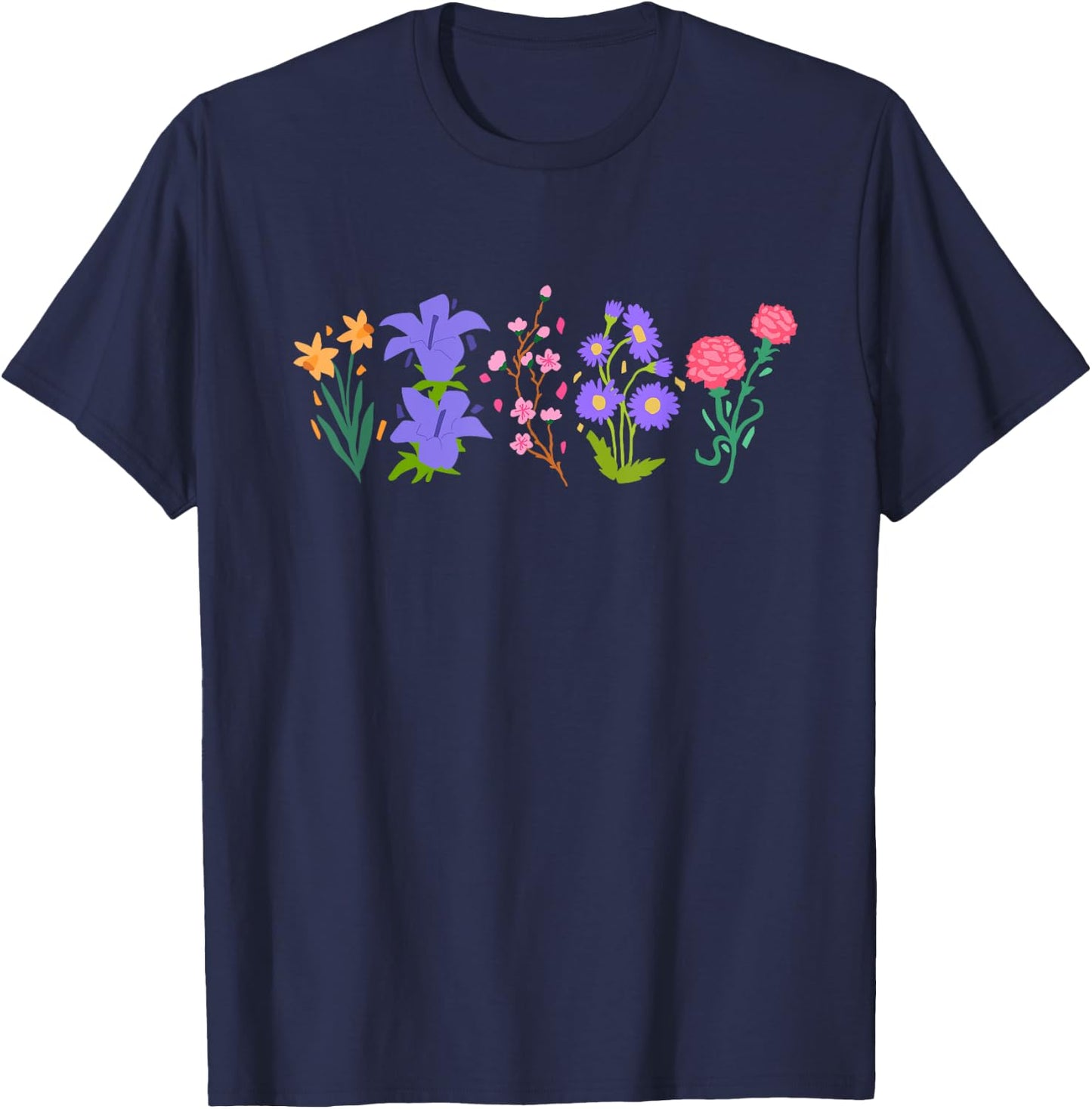 Vintage Inspired Botanical Flower Gardener Naturalist Flower T-Shirt - T-Shirt | Navy