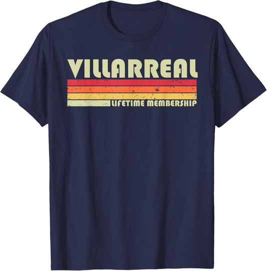 VILLARREAL Surname Funny Retro Vintage 90s Birthday Reunion T-Shirt - T-Shirt | Navy