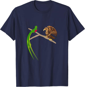 Guatemalan Quetzal and Mexican eagle bird T-Shirt - T-Shirt | Navy