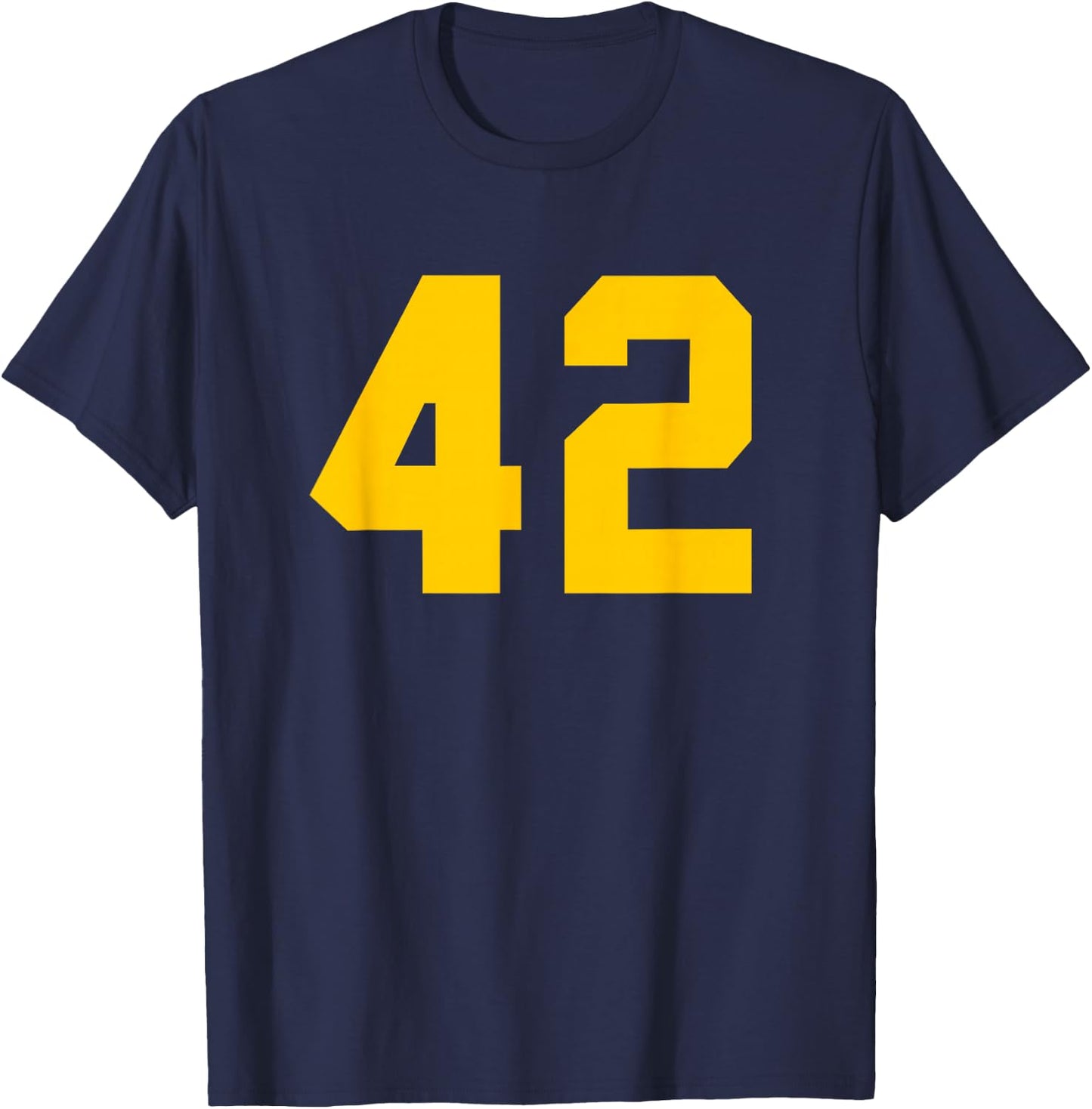Yellow Sports Team Number #42 T-Shirt - T-Shirt | Navy