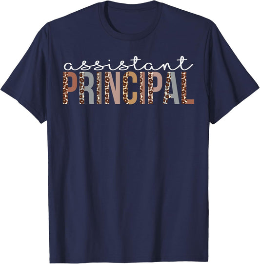 Assistant Principal Leopard Appreciation For Work T-Shirt - T-Shirt | Navy