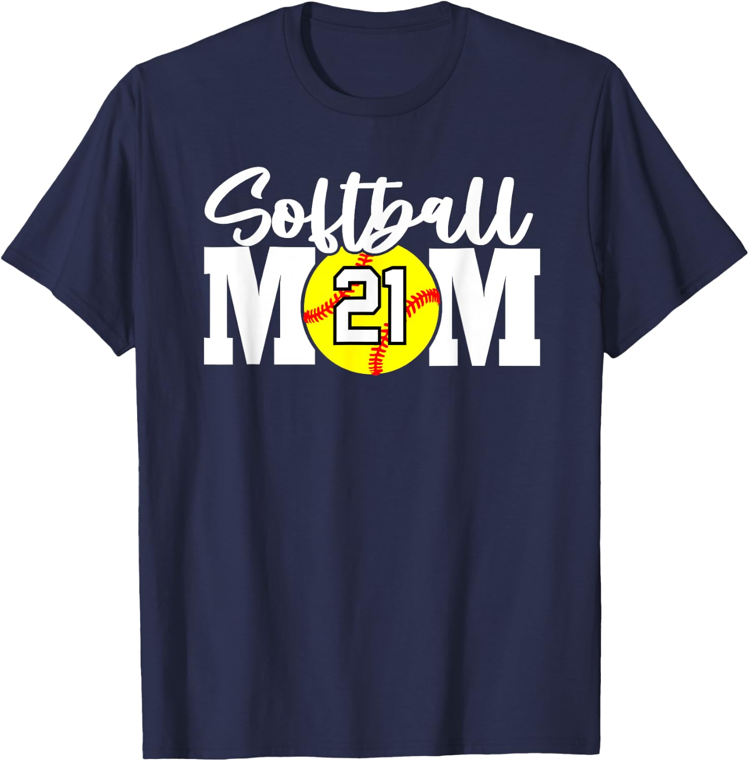 Softball Mom Number #21 T-Shirt - T-Shirt | Navy