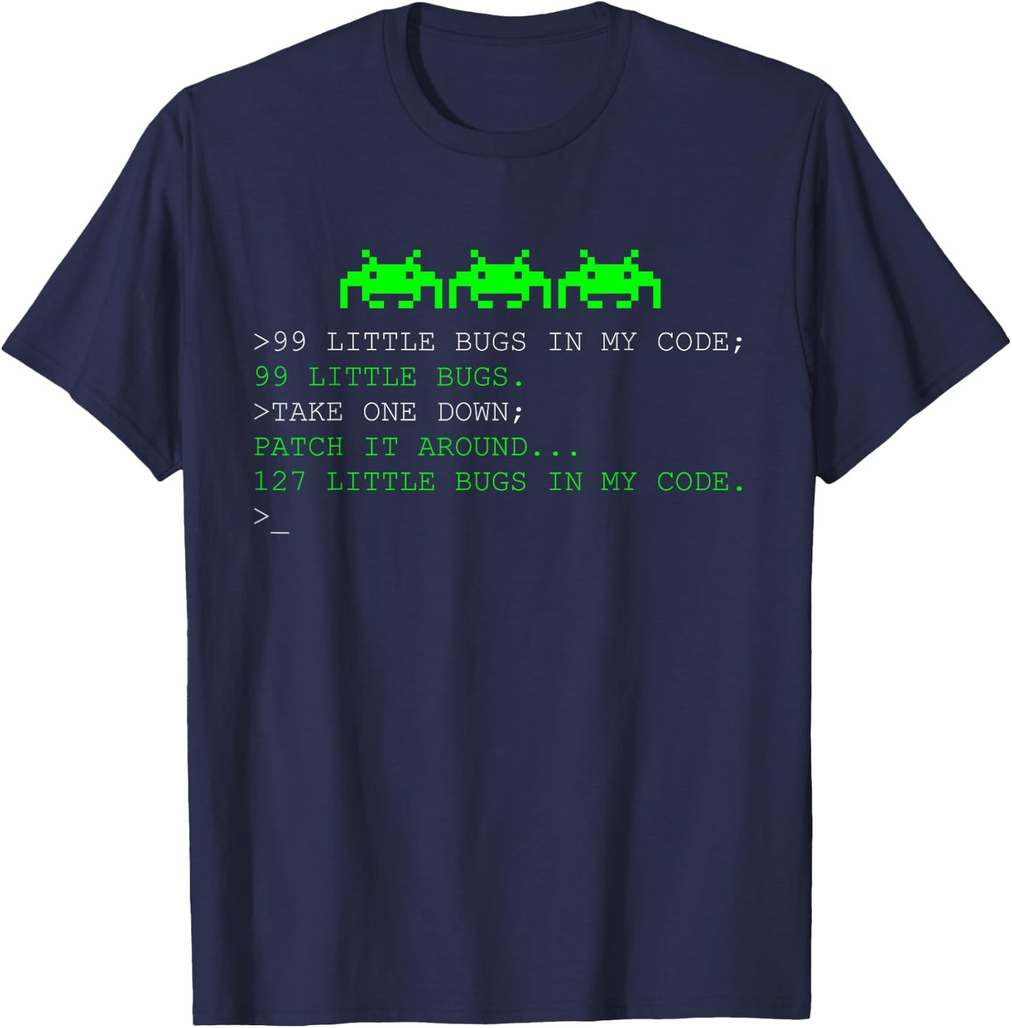 Programmer 99 Little Bugs in My Code T-Shirt - T-Shirt | Navy