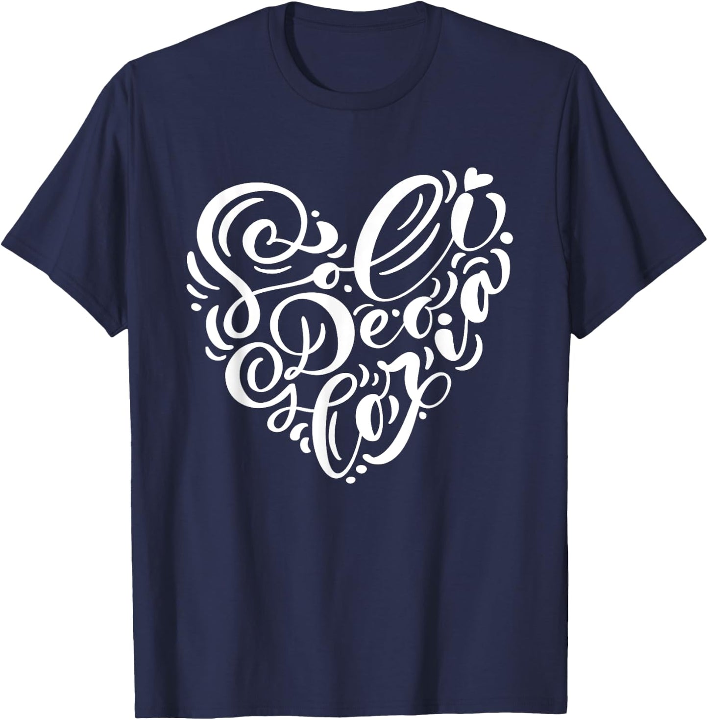 Soli Deo Gloria | Glory to God Alone | Feminine Christian T-Shirt - T-Shirt | Navy