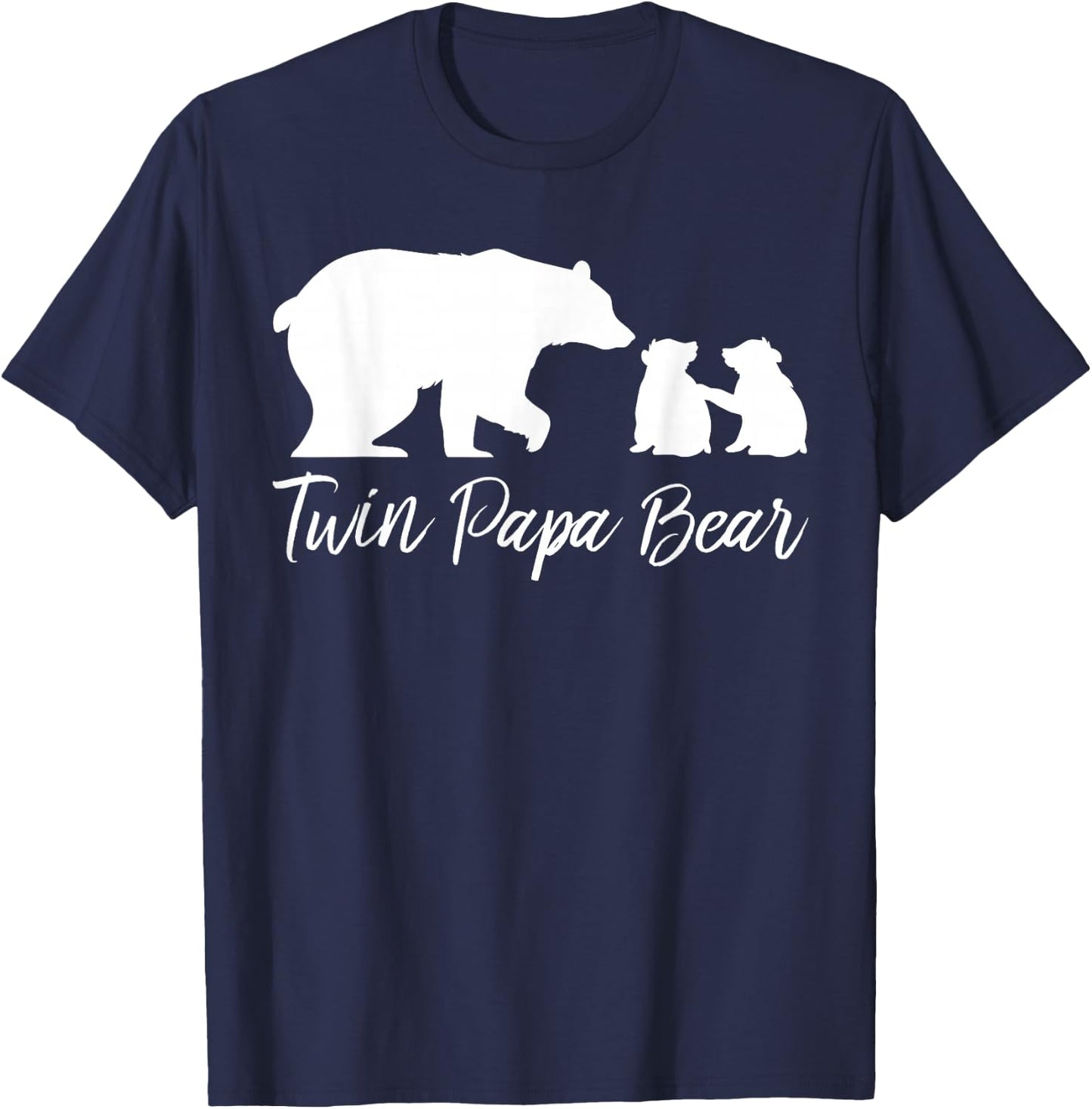Twin Papa Bear With Two Baby Cubs T-Shirt - T-Shirt | Navy
