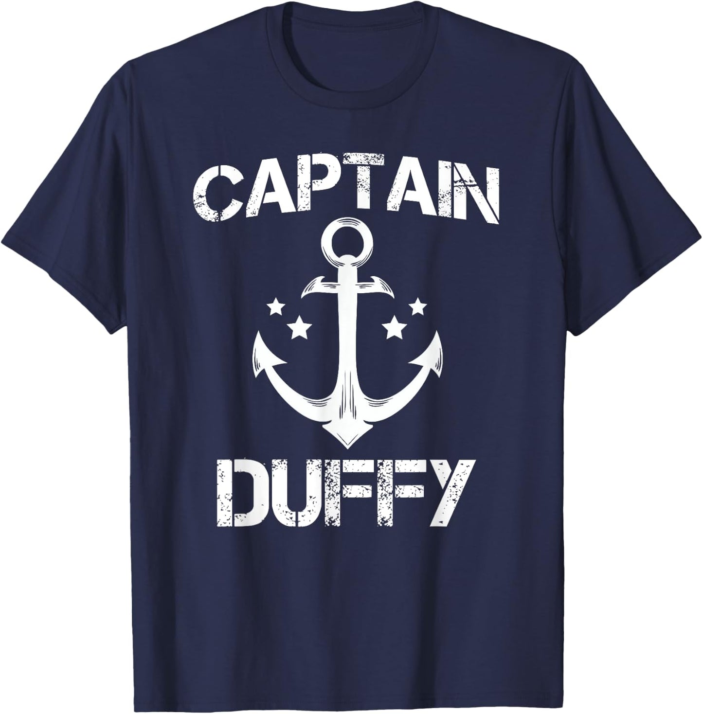 CAPTAIN DUFFY Funny Birthday Personalized Surname Clan Gift T-Shirt - T-Shirt | Navy